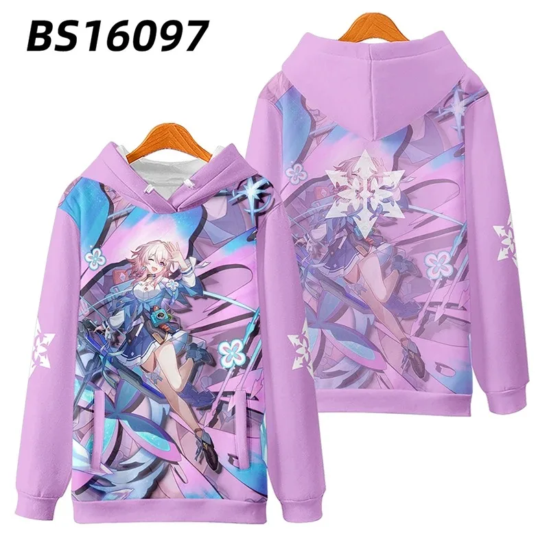 Anime Honkai: Star Rail March 7th Cosplay Hoodie Women Men Harajuku Sweatshirt Streetwear Hip Hop Pullover Hooded Jacket Outwear