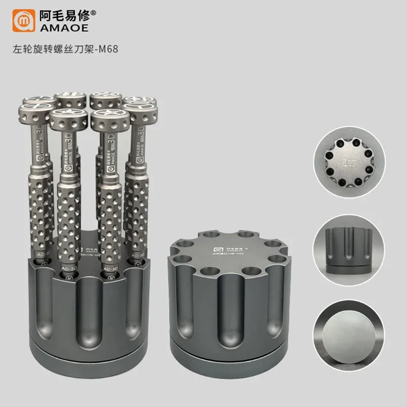 

Amaoe M68 Revolver-Shaped Rotating Screwdriver Holder Organize the Storage Box for Screwdriver Tweezers ToolS