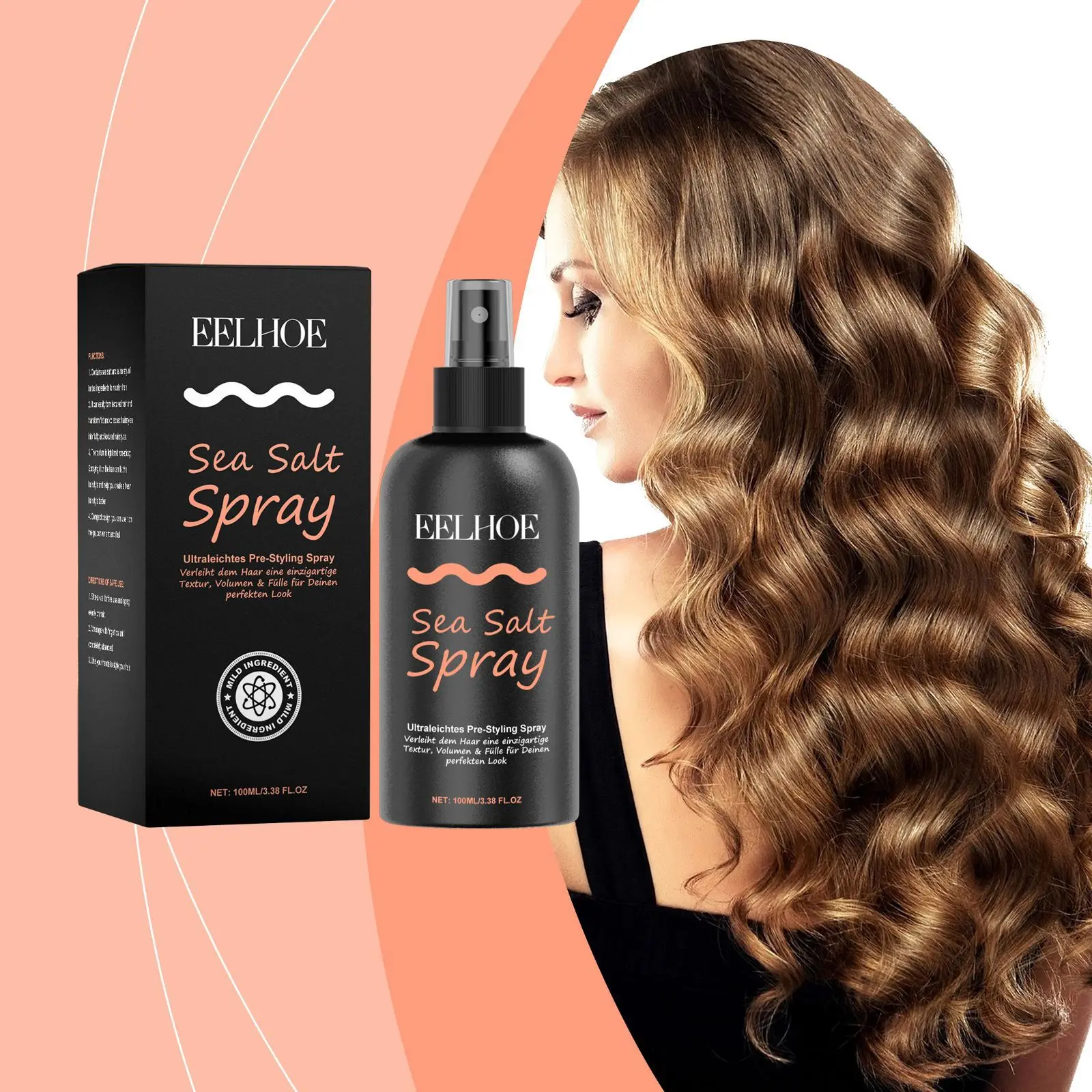 Natural Sea Salt Spray Anti Frizz Hair Moisturizing Non Greasy Hairs Fluff Oil Control Ginseng Root Extract Hair Styling Spray