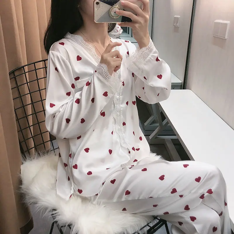 2 Piece/Set Home Suit Pajamas For Women Sleepwear Female Long