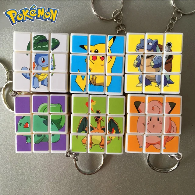 Pokemon Pikachu Rubik's Cube Mini Toy Keychain Portable Pendant Children's Gift Environmental Protection ABS Ornament Decoration 1