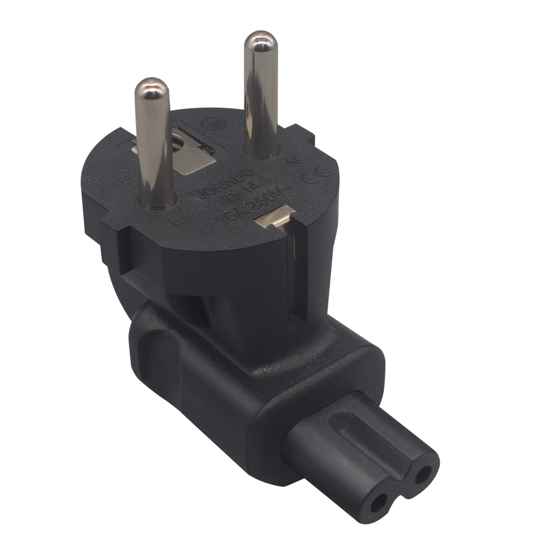 EU to IEC320 C7 power outlet adapter 90 degree angle German standard plug AC power converter