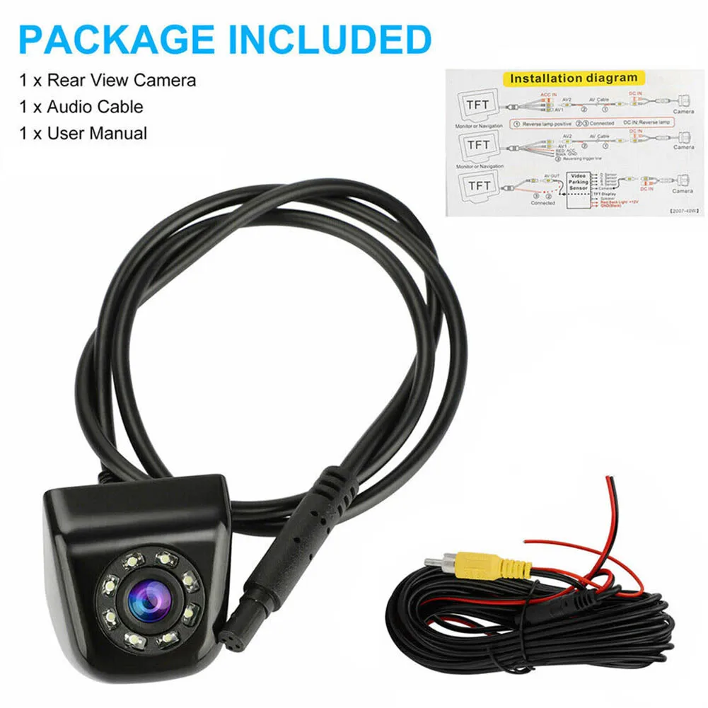 

1x универсальная 170 ° HD 8LED CCD Автомобильная камера заднего вида с ночным видением Водонепроницаемая IP69