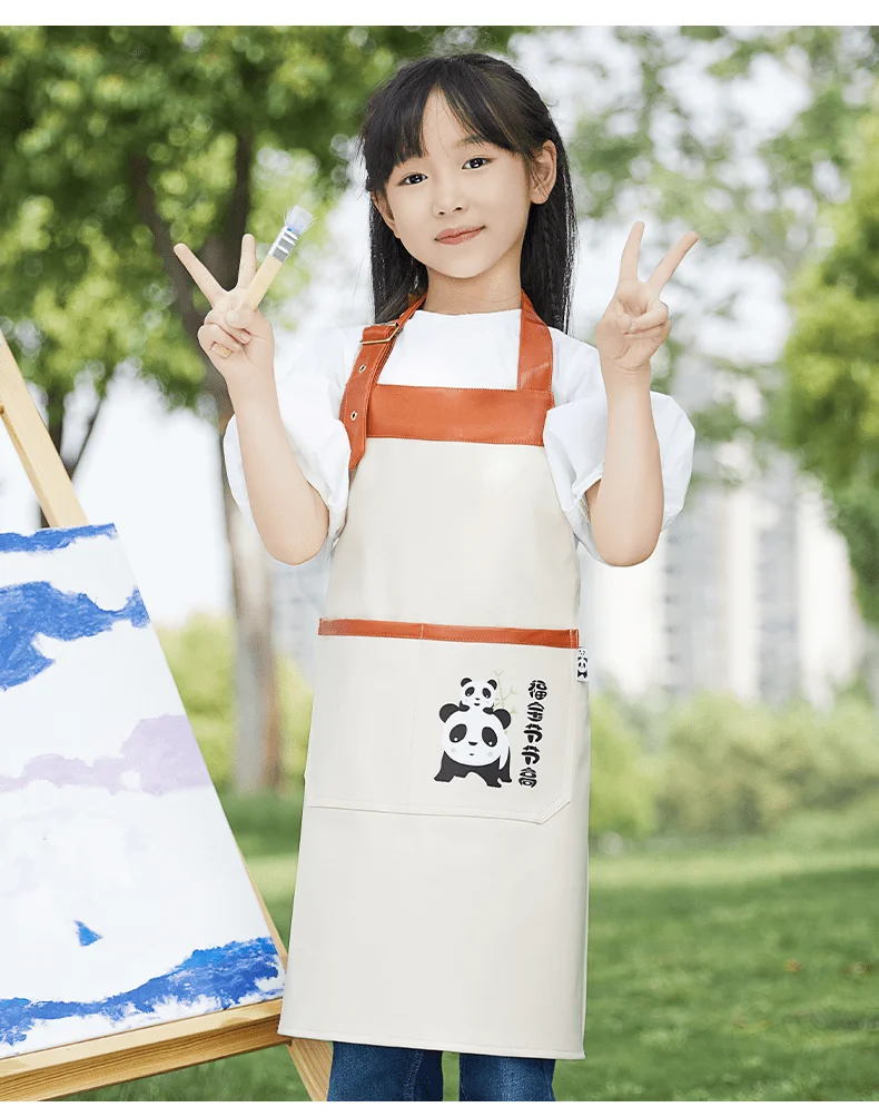 

Индивидуальный ваш логотип, Новый Модный повседневный фартук из мягкой искусственной кожи для мальчиков и девочек