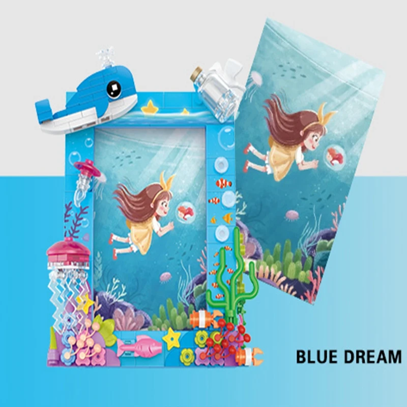 

Creative The Starry Night Building Blocks 3D Photo Frame Ocean Assembled Model Bricks Toys Desk Decor For Kids Christmas Gift
