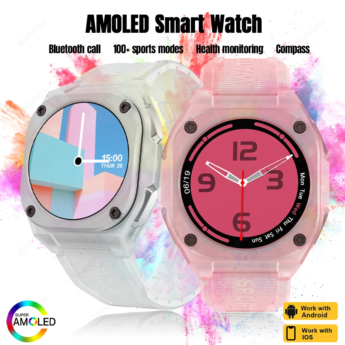 

2024 New Smart Watches Women AMOLED HD Screen Voice Calling Compass Sport Watch Men IP68 Waterproof Smartwatch For Huawei Xiaomi