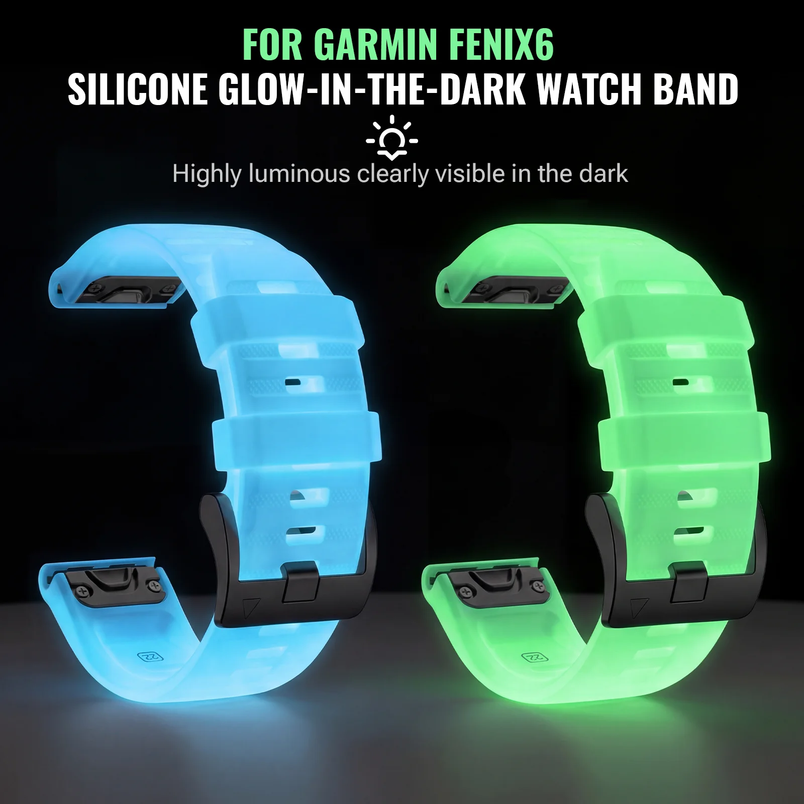 Luminous Silicone Watch Band for Garmin Fenix and Forerunner Series