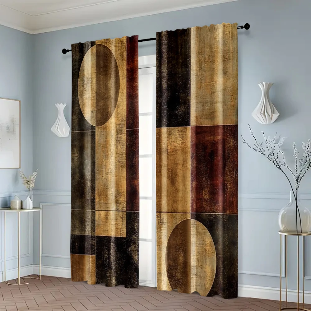 2pcs, Popular Curtains 2D print Contemporary Abstract Black and White Versatile Polyester Fabric (without rod) Stuff Clearance 6