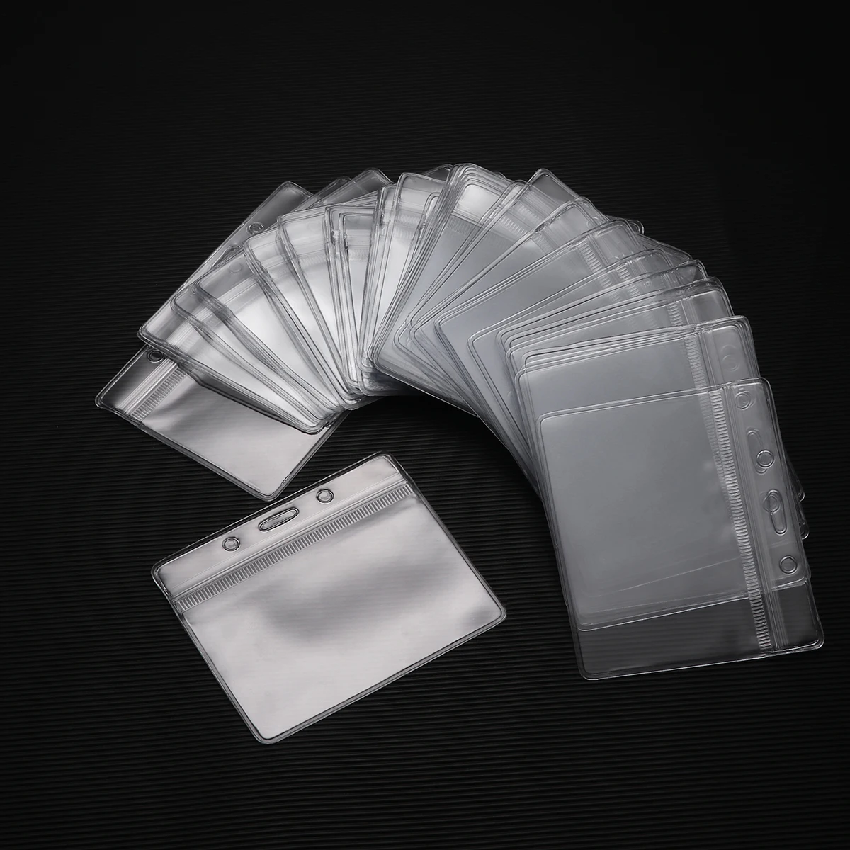 100pcs Transparent Vinyl Plastic ID Card Clear Stand Horizontal Name