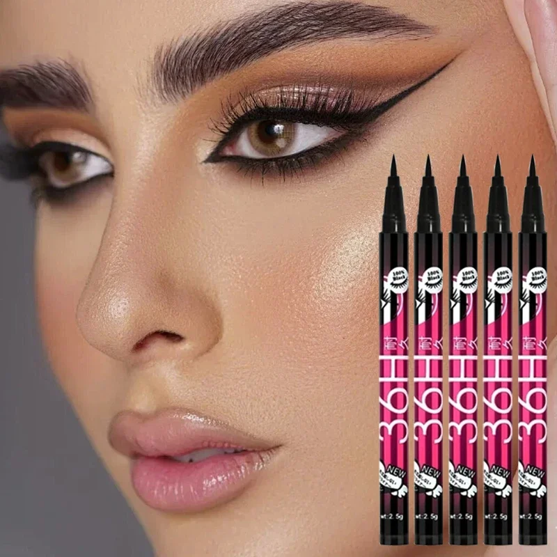 Matita eyeliner nera impermeabile e resistente al sudore (1/2/5 pezzi), eyeliner liquido a lunga durata e a prova di sbavature per un trucco occhi audace._voghion.com