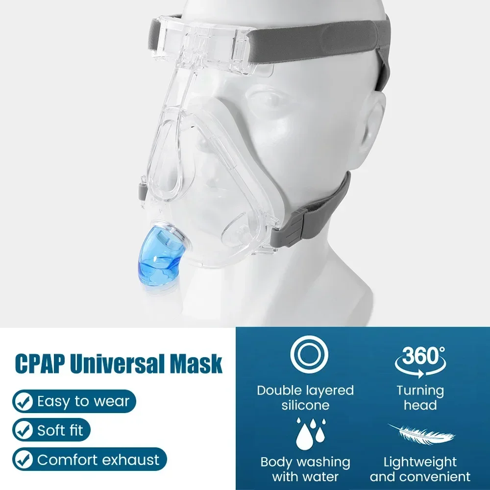 CPAP full face mask Medical Silicon Full Facial Mask Auto BiPAP CPAP Mouth Nasal Headgear Sleep Apnea Anti Snoring