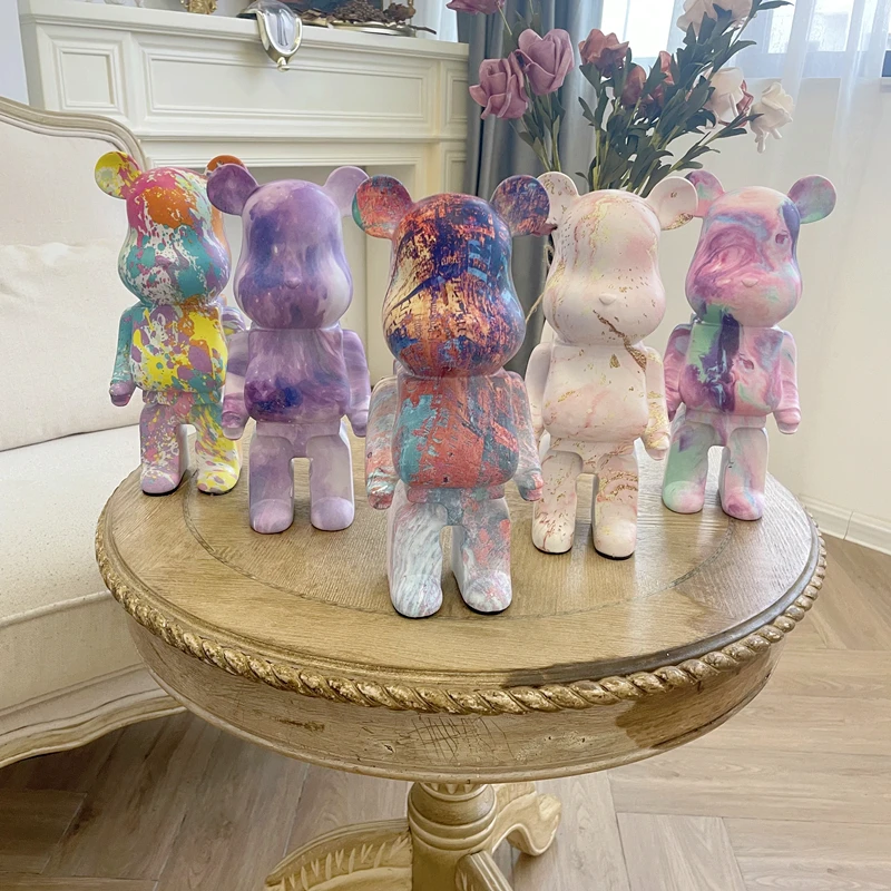 

Kawaii 28cm Bearbrick Figure Toy Violent Bear Doll Room Porch Decoration Ornaments Model Christmas Gift 12 Styles Color Scale