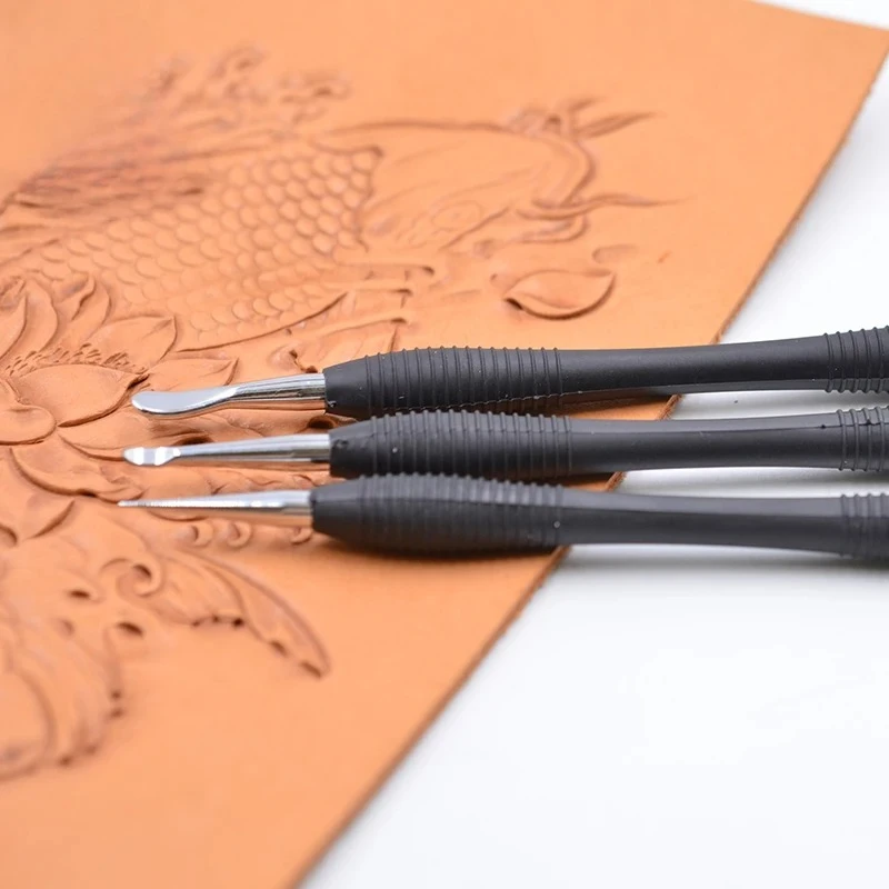 DIY Leatherworking Tools 양면 손으로 만든 소 가죽 압력 와이퍼 가죽 제품 용 수동 스크 라이빙 공예 도구