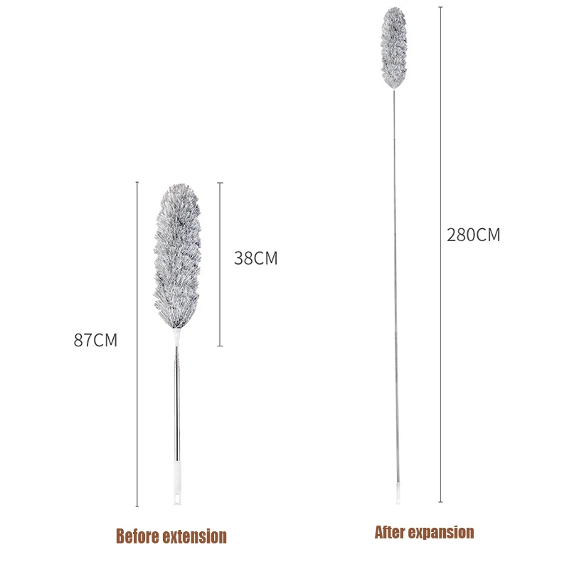 2.8M Extended Chicken Feather Duster Extendable and Curved Ceiling Cleaning Broom Home Electrostatic Dust Collector