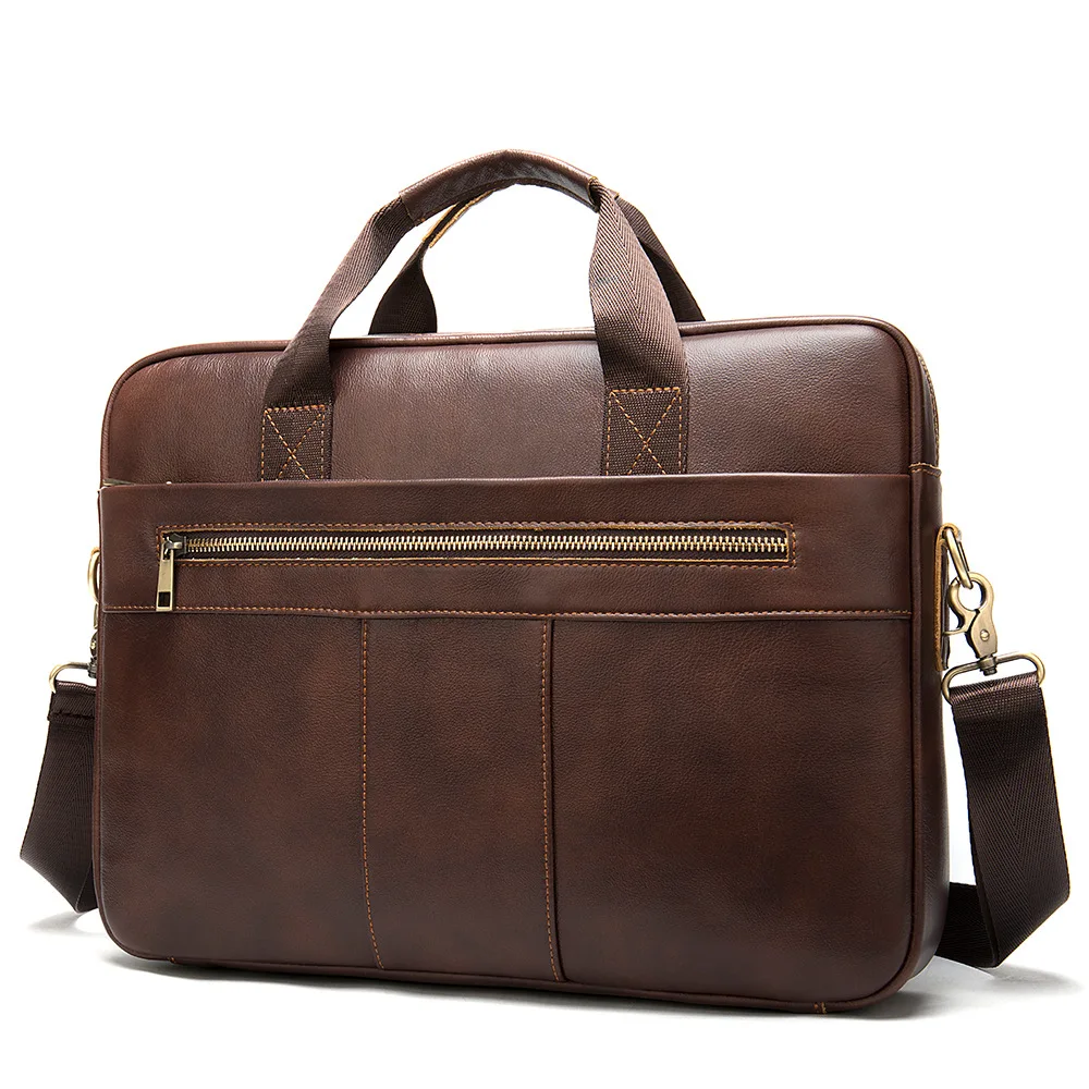Maleta de Couro Portátil para Homens Grande Capacidade Bolsa Retro do Mensageiro Bolsa do Computador do Caderno Bolsa do Ombro do Negócio - Imagem 6