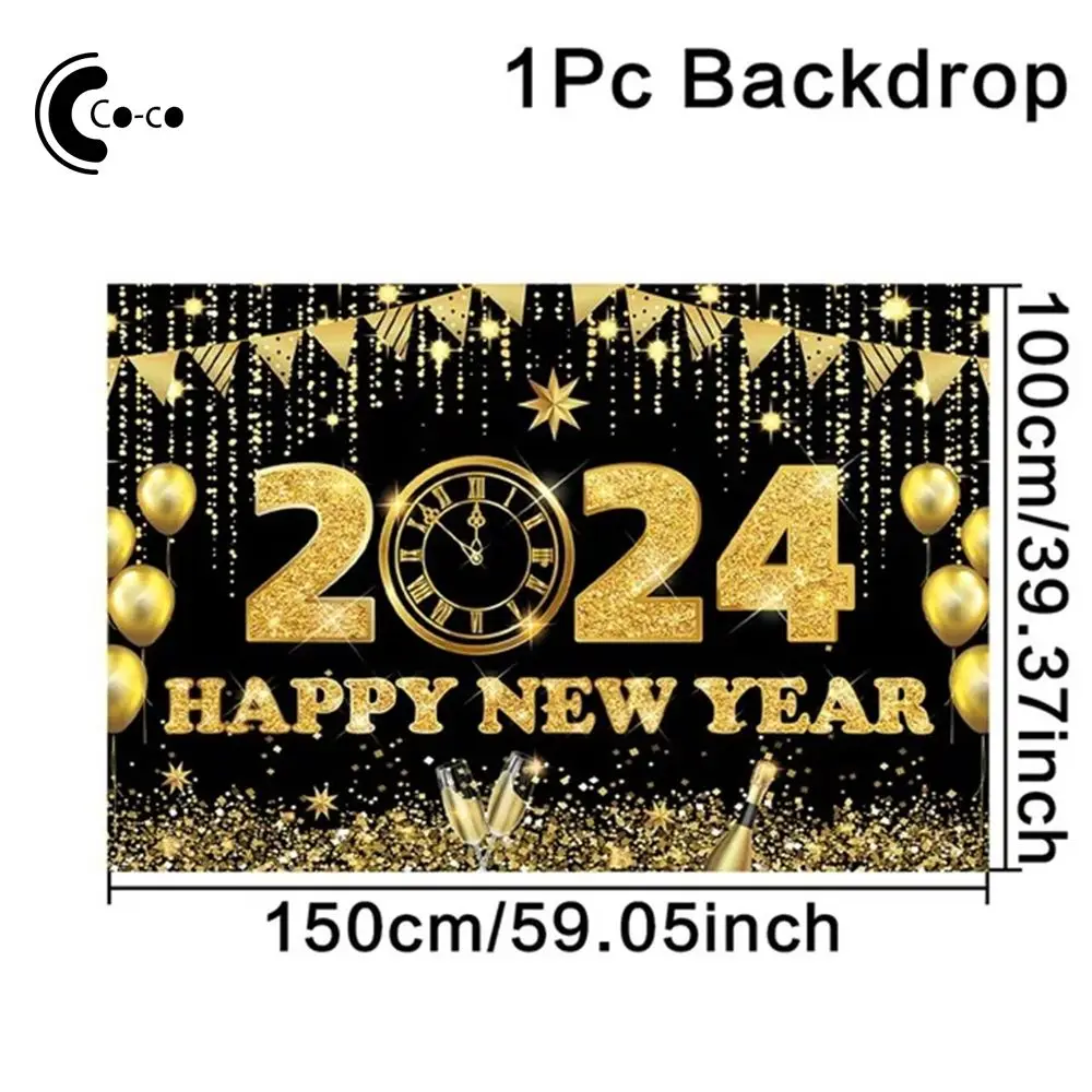 

Happy Banner Unique Design Festive 2024 Celebration Christmas Flag Wear-resistant Beautifully Black Gold Theme Banners Soft