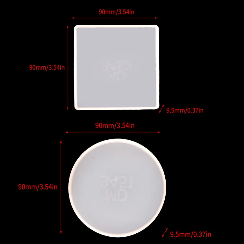 4 Pack Round and Square Shape Coaster Base Silicone Mold Resin Molds Epoxy UV DIY Resin Craft Home Decoration Tools
