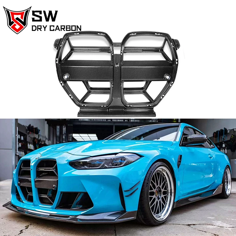 

Dry Carbon Fiber CSL Style Front Grille For BMW G80 M3 G82 G83 M4 Competition Front Bumper Kidney Grill 2021-2022 With ACC