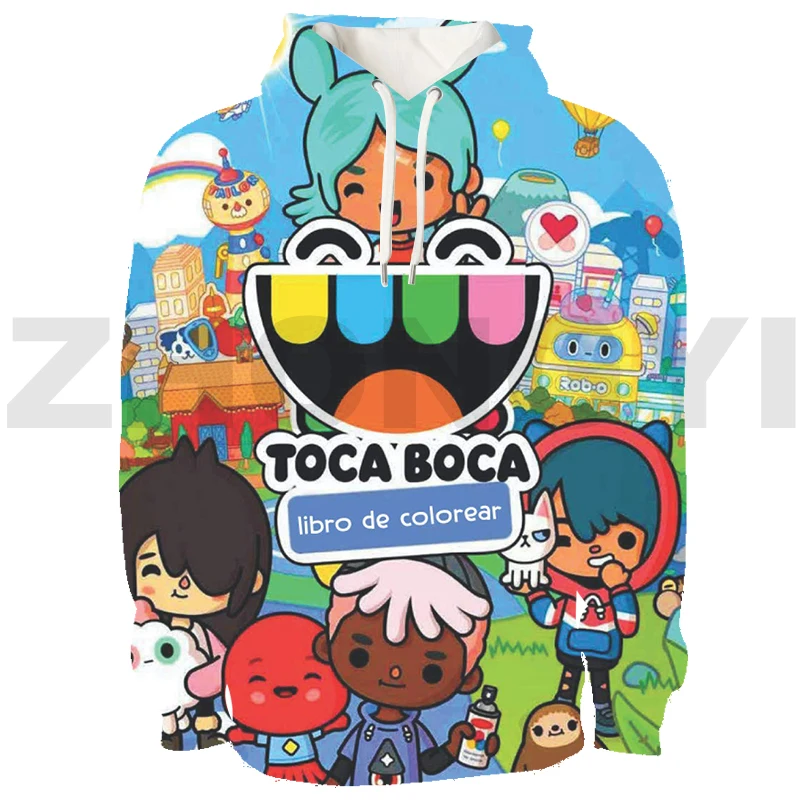 

Hot Game 3D Cartoon Toca Life World Game Sweatshirt Pullover Oversized Streetwear Teenagers Hoodie Men AnimeToca Boca Hoodie