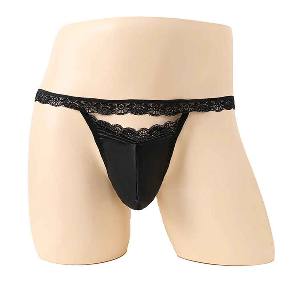 

Sexy Mens Bugle Pouch Thong T-Back G-string Bikini Underwear Lace Sissy Panties Erotic Hombre Underpants Low Waist Lingerie