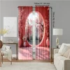 2 pcs, versatile polyester transparent curtains for home decoration Maple Landscape for use in bedrooms and living rooms 4