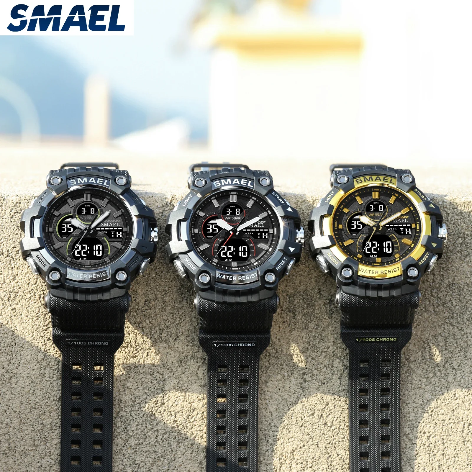 SMAEL Tactical Watch Male Student Sports Dual Display Digital Waterproof Glow Men's Watch 8079 2