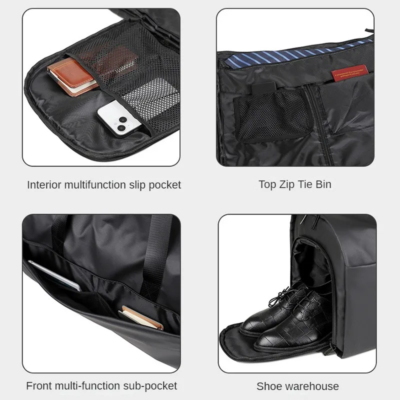 large capacity men's suit travel bag foldable waterproof single shoulder fitness bag personalized customization