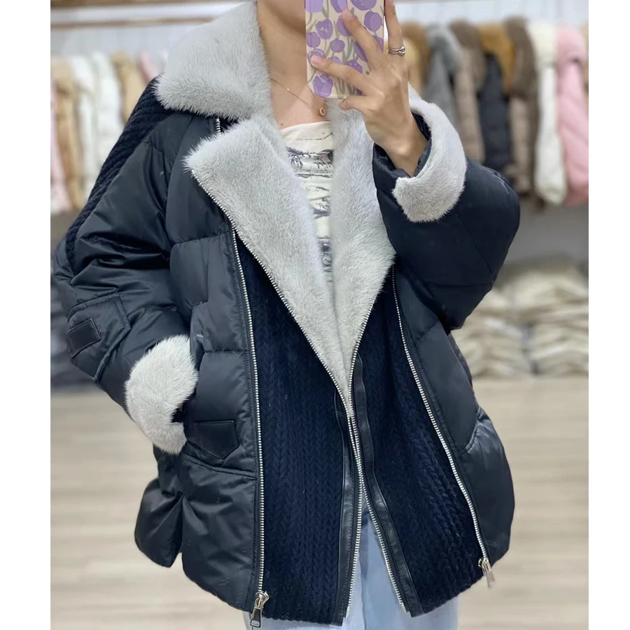 Cnegovik Parka With Natural Fur For Women Down Jackets Real Fur Coat Women Luxury Real Mink Fur Jacket Best Selling Styles