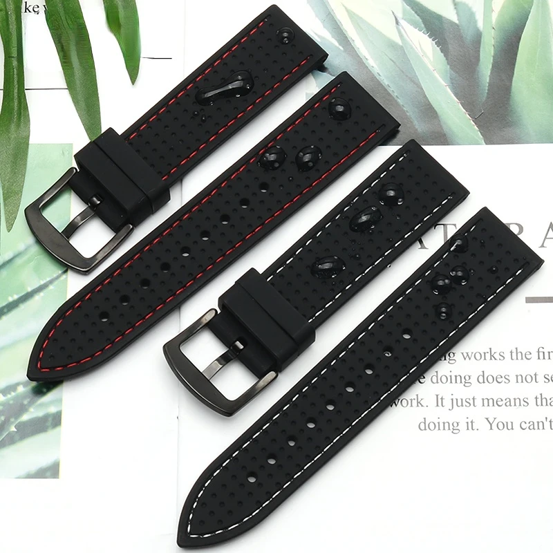 Breathable Silicone Sports Watchband - Soft Waterproof Wrist Strap