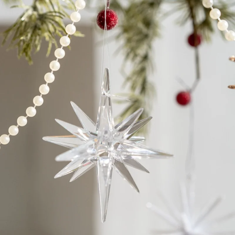 Transparent Hangging Christmas Tree Star Pendant Photographic Props Party Supplies Xmas Ornament Exploding Star