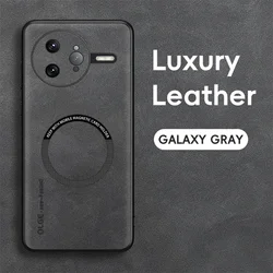 Magnetic Retro Leather Soft Case with Wireless Charging Compatibility for Poco F7 Pro (GRAY)