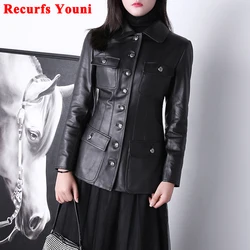 Luxury Top Grade Suit Jacket For Women Streetwear Lapel High Waist Slim Big Pockets Thin Coat Mujer Striped Lined Blazer Dress