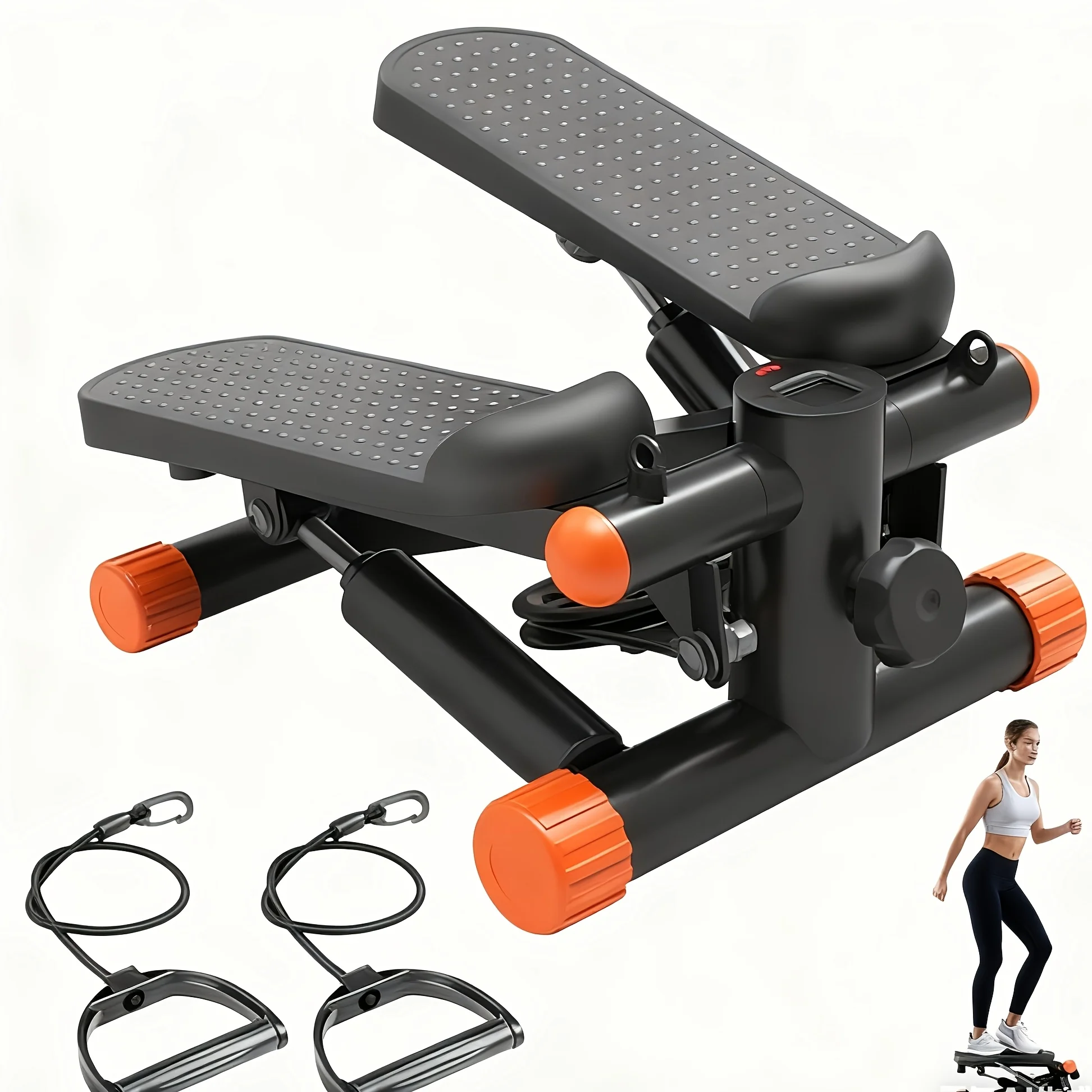 Mini Stepper com Faixas de Resistência Portátil para Exercícios Cardiovasculares, Simulador de Escada Manual Não Dobrável de Aço 300LB para Pernas e Braços em Casa 5