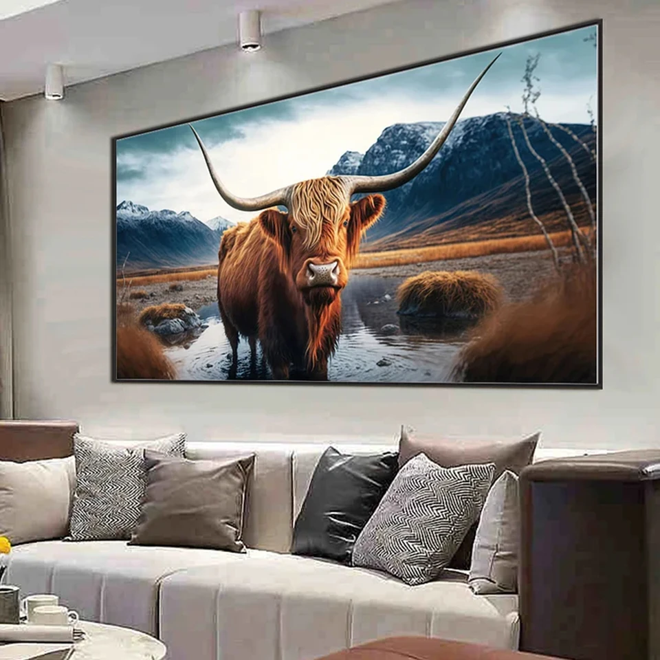 DIY 5D Diamond Painting Highland Cow Large Diamond Art Full Drill Cross  Stitch Kits Animal Rhinestone Pictures Home Decoration