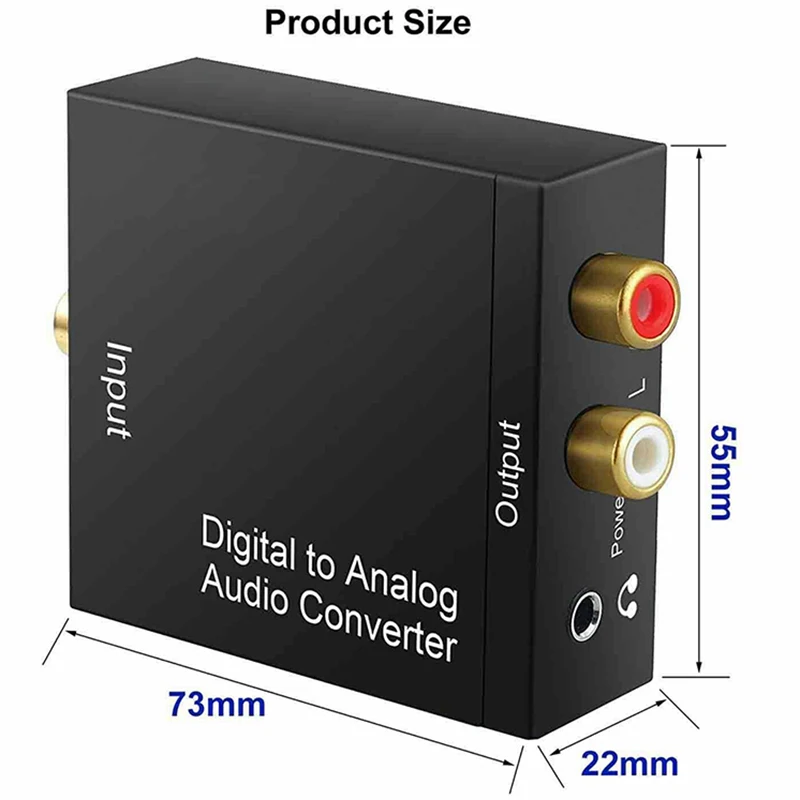 Portable 3.5mm Jack Coaxial Optical Fiber Digital to Analog Audio AUX RCA L/R Converter Digital Audio Decoder Amplifier