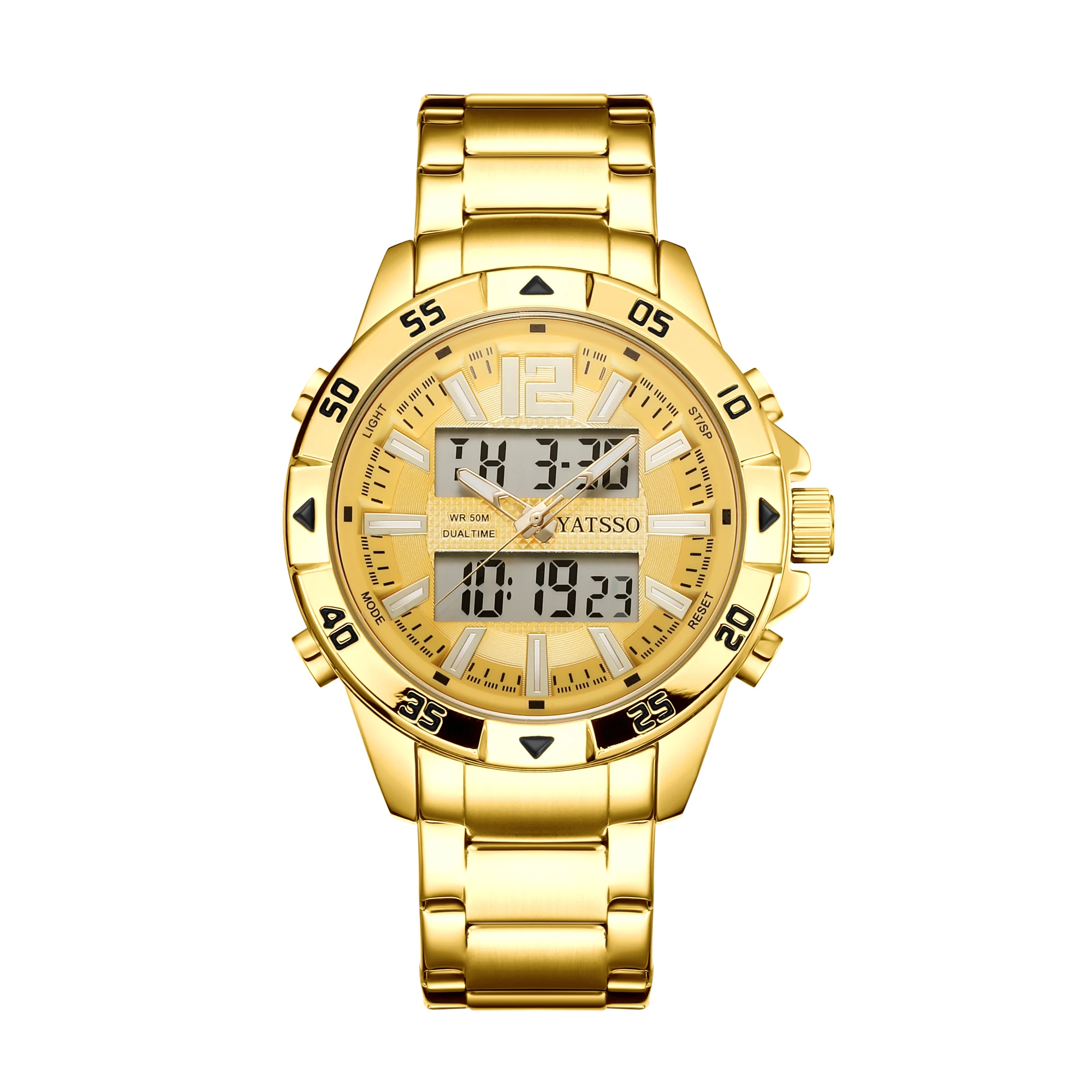 Men's Dual Time Hybrid Sport Watch - Stainless Steel, 50M Waterproof, Multifunctional Quartz Design