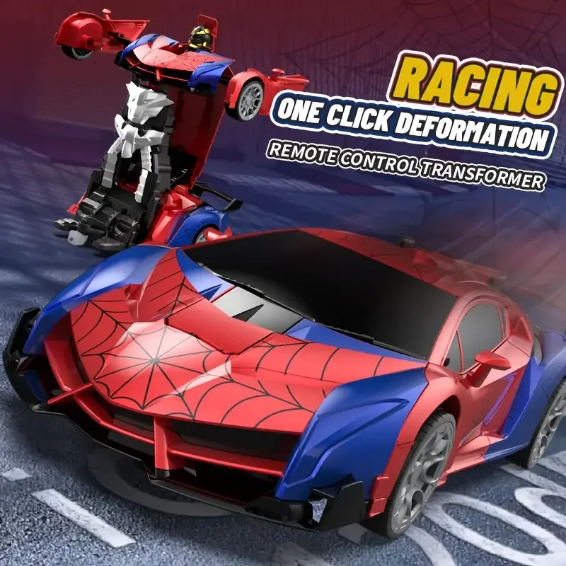 Gros plan sur la Voiture RC tout terrain 4WD 2.4GHz avec ses pneus crantés et sa suspension robuste.