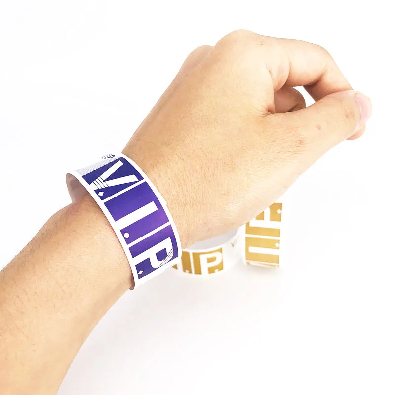 100pcs Tear-Resistant Waterproof Party Paper Bracelet With Sticky Synthetic Paper Multicolored Party Event Ticket Wristbands