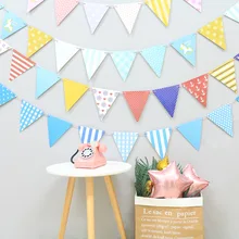 Children's birthday party supplies background wall banner pull flag wedding room decorate new triangle bunting party supplies