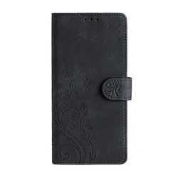 Elegant PU Leather Carved Flip Cover with Fashion Pattern and Magnetic Closure - Note 15 Pro 5G(China (Black)