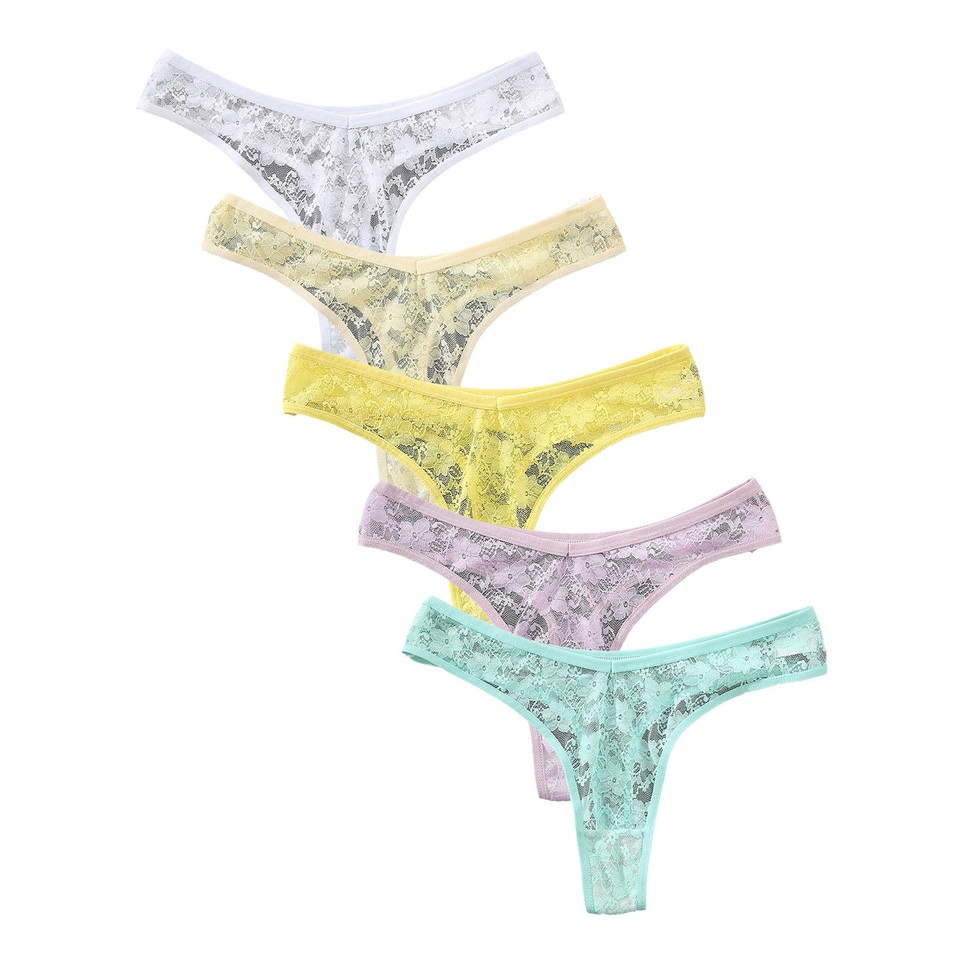 Women Sexy Lace Thong Low Rise Hipster Seamless Breathable Mesh Thong No Show Panties For Women Seamless Sexy Women'S Underwear