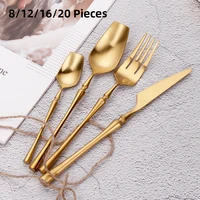8/12/16/20 Pieces Knife Spoon Fork Set Gold Cutlery Set Stainless Steel Tableware Sliver Dinnerware Kitchen Utensils  Flatware