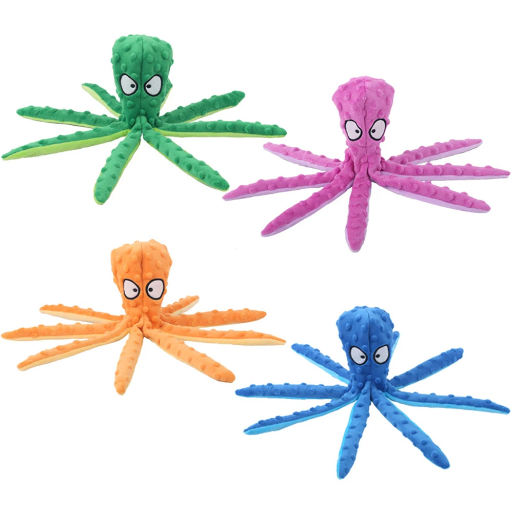 Pet Toys 1PC Pet plush toys cartoon stamps fish skin shells dog biting and sound-making toys octopus cat and dog products