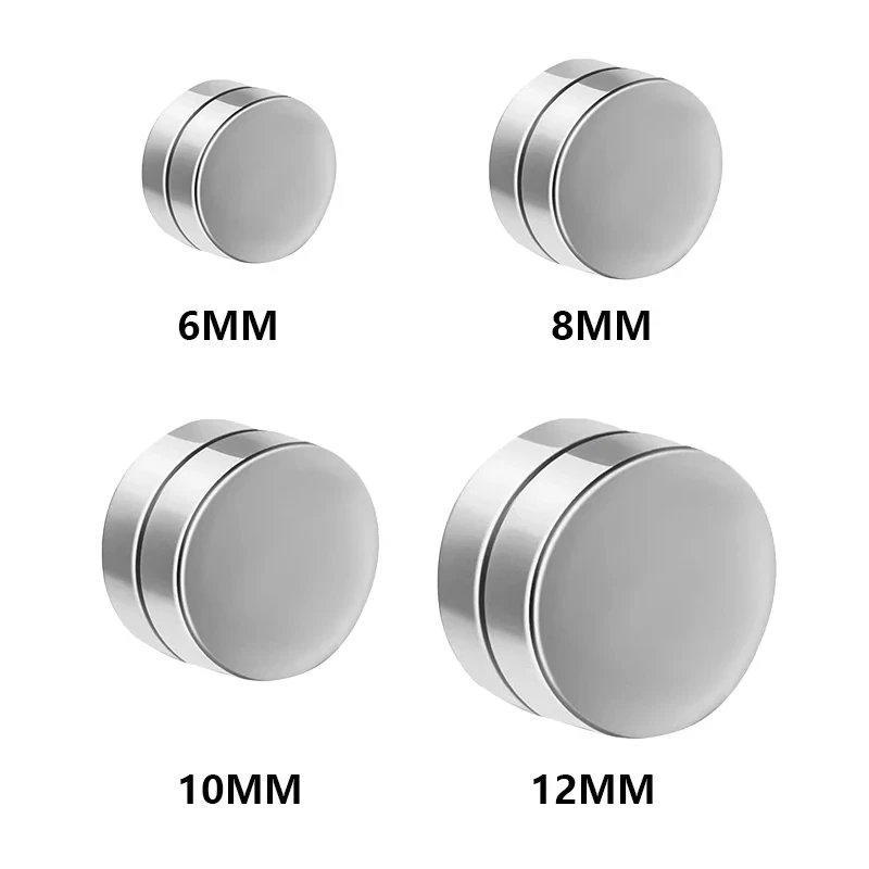 6mm/8mm/10mm/12mm Round Circle Non Piercing Strong Magnet Magnetic Mens Ear Clip Non Piercing Earrings Fake Earrings Jewelry images - 6