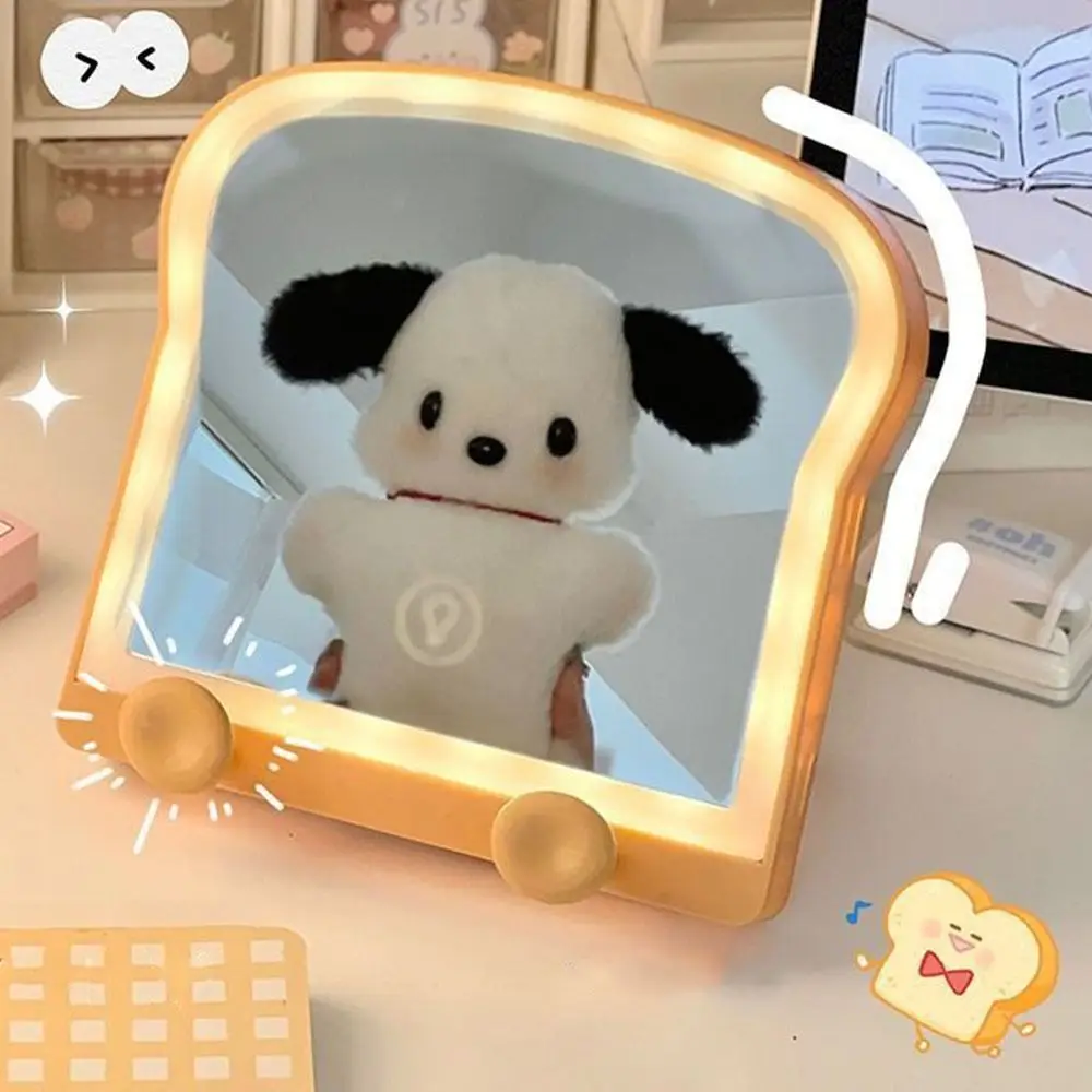 

Bread Shaped LED Makeup Mirror Rechargeable Luminous 3 Modes Mirror With Light Adjustable USB Cable LED Daylight Vanity Mirror