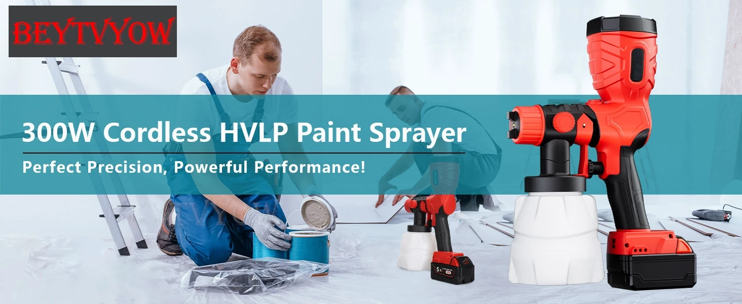 300W Cordless High Speed Paint Sprayer for Milwaukee M18 18v Battery 1200+200ML