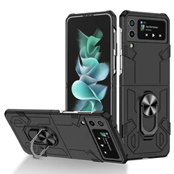 Mech Shell Rotating Ring Magnetic Phone Case with Anti - Drop Protection - Galaxy Z Flip (Black)