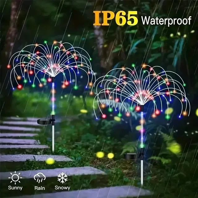 2Pack Solar Powered String Lamp Tree Waterproof Outdoor Fireworks 8 Modes DIY Lawn Patio Garden Christmas Light Decorations 2024 3