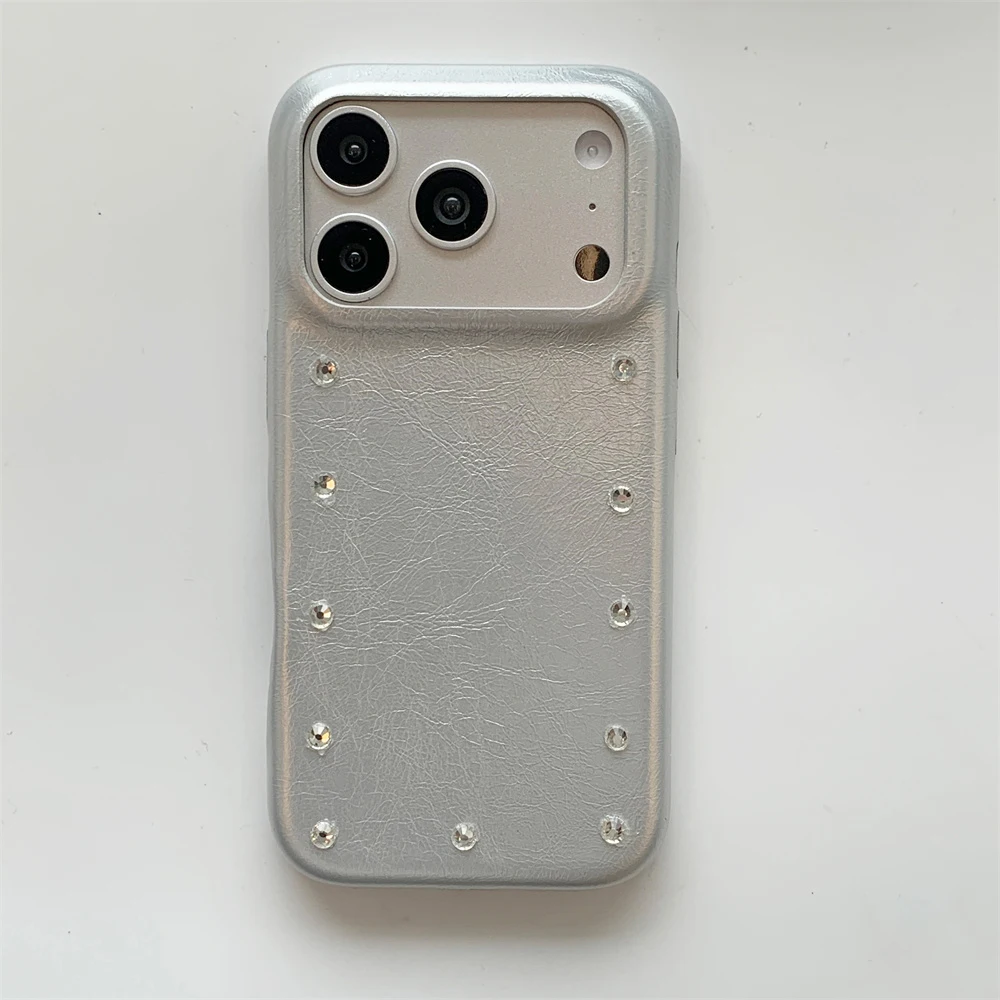 Luxury Rhinestone PU Leather Phone Case with Hybrid PC Protection