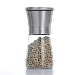 Stainless Steel & Glass Manual Pepper Grinder - 200ml Capacity (180ml)